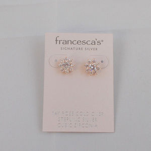 Round Rose Gold Cubic Zirconia Earrings NWT